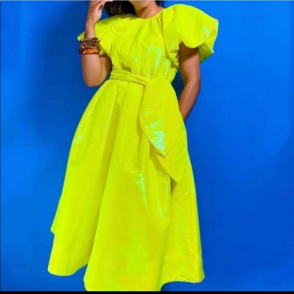 Christopher John Rodgers Iridescent Yellow Dress - Picture 6 of 16